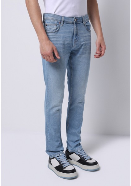 Straight Fit Düşük Bel Düz Paça Erkek Indigo Ecologic Jean Pantolon fırsatları