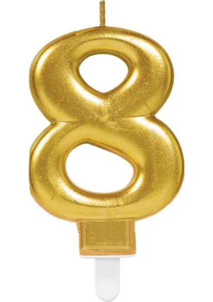 Gold Renkli Rakamlı Doğum Günü Pastası Yaş Mumu – 8 Yaş