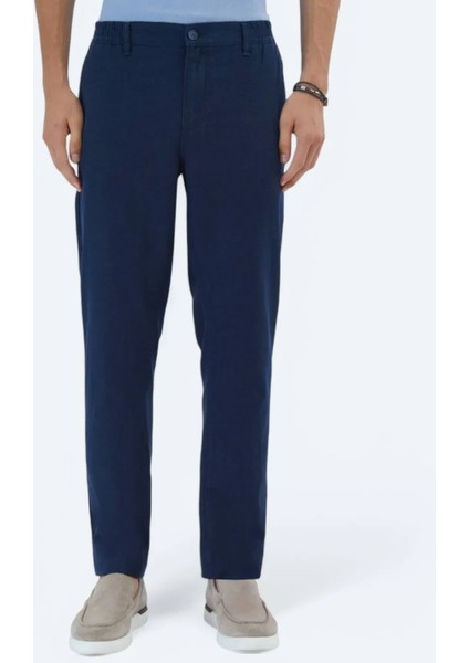 Lacivert Dokuma Casual Pamuk Karışımlı Pantolon fiyatları