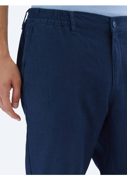 Lacivert Dokuma Casual Pamuk Karışımlı Pantolon modelleri