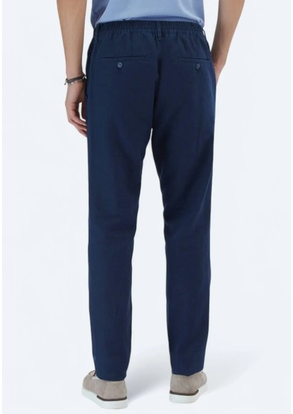 Lacivert Dokuma Casual Pamuk Karışımlı Pantolon fırsatları