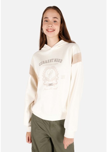 Regular Fit Kapüşonlu Kadın Ekru Sweatshirt