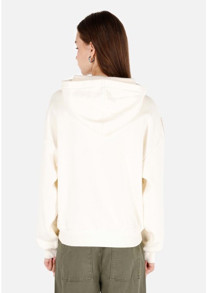 Regular Fit Kapüşonlu Kadın Ekru Sweatshirt