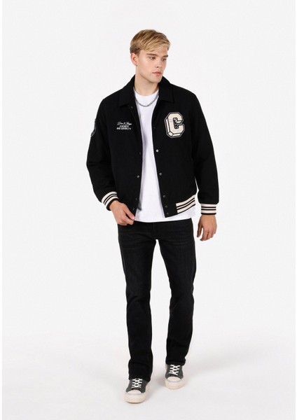 Regular Fit Erkek Siyah Mont