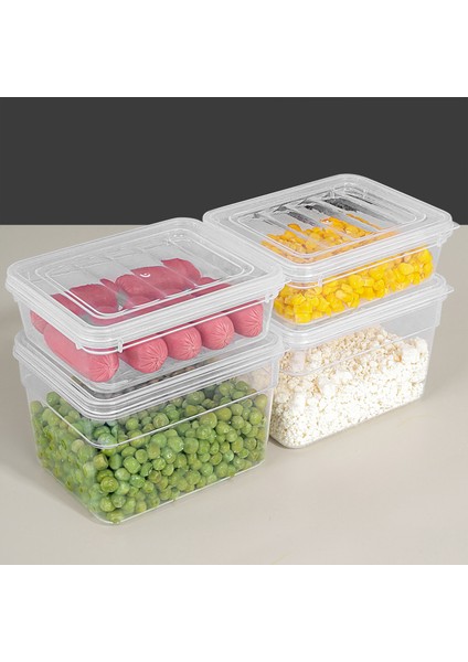 4'lü Derin ve Sığ Erzak Saklama Kabı Seti - Şeffaf Kapaklı Mikrodalga Uyumlu Organizer Düzenleyici S
