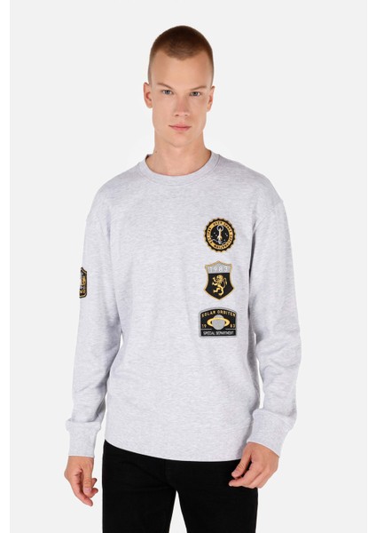 Comfort Fit Erkek Gri Sweatshirt