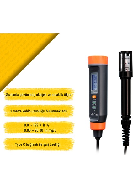 Az 8413 Uzun Kablolu Problu Çözünmüş Oksijen (Do) Ölçer fırsatları