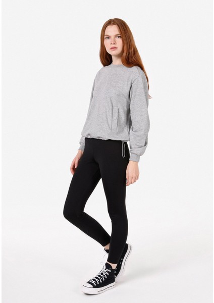 Regular Fit Yuvarlak Yaka Kadın Gri Sweatshirt modelleri