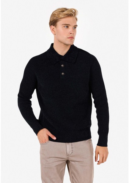 Regular Fit Polo Yaka Erkek Lacivert Kazak fiyatları
