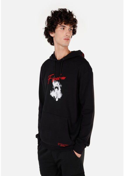 Regular Fit Erkek Siyah Sweatshirt