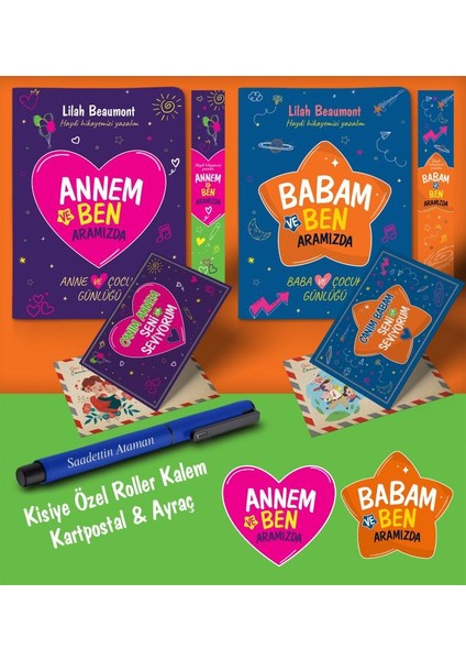 Annem - Babam ve Ben Aramızda Ayraç Kartpostal Kişiye Özel Kalem - Lacivert