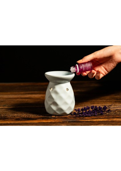 Seramik Buhurdanlık Seti Açık Mavi Renk + Lavandula Angustifolia Saf Lavanta Yağı 10 ml + Mum fırsatları