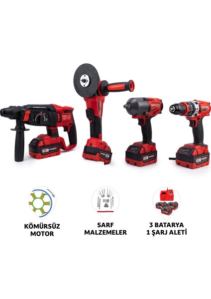 Dörtlü Set MW600R (13MM Ç.mandren+S.sıkma+Ş.spral+Ş.hilti)