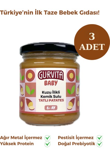Baby Kuzu Ilikli Kemik Sulu Tatlı Patates 165 gr 3 Adet