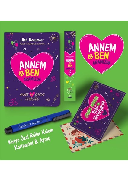 Annem ve Ben Aramızda Ayraç Kartpostal Kişiye Özel Kalem - Lacivert