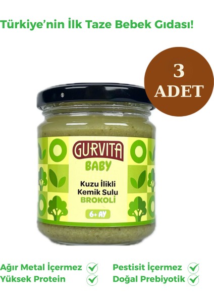 Baby Kuzu Ilikli Kemik Sulu Brokoli 165 gr 6 Adet