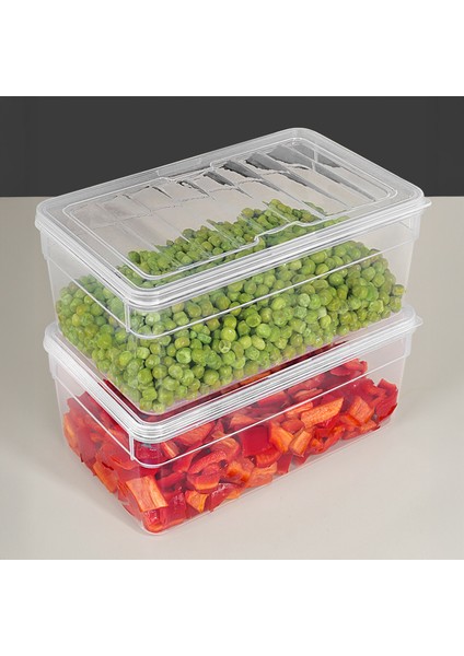2'li Derin Mikrodalga Uyumlu Erzak Gıda Saklama Kabı - Şeffaf Kapak Düzenleyici Organizer Set 2500ML