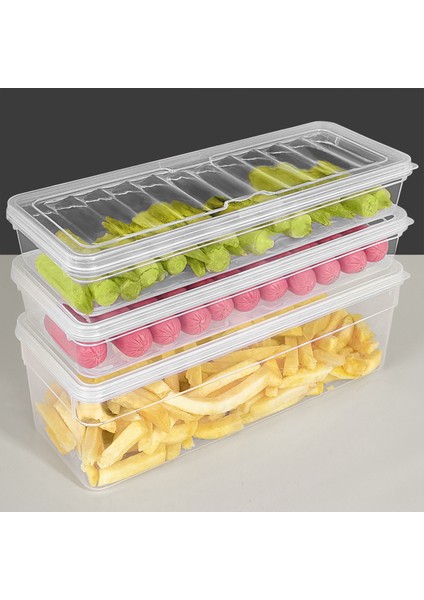 3'lü Derin ve Sığ Mikrodalga Uyumlu Saklama Kabı Seti - Şeffaf Kapaklı Düzenleyici Organizer L