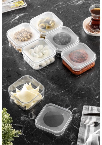 12'li sert plastik vakumlu kahvaltılık saklama kabı, turuncu, şeffaf, 11-15 parça