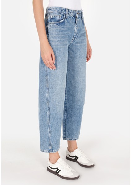 Balloon Fit Kadın Indigo Jean Pantolon fırsatları