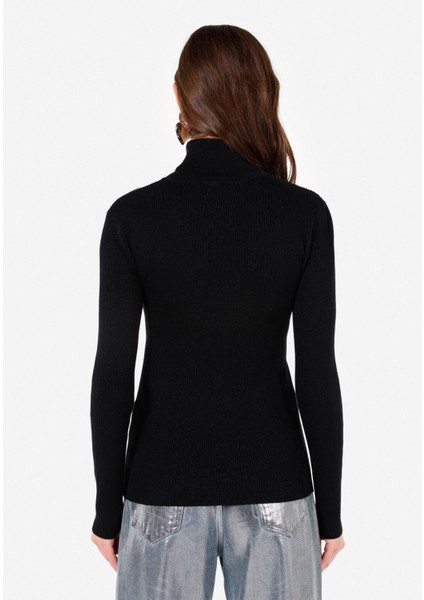 Slim Fit Balıkçı Yaka Kadın Siyah Kazak fiyatları