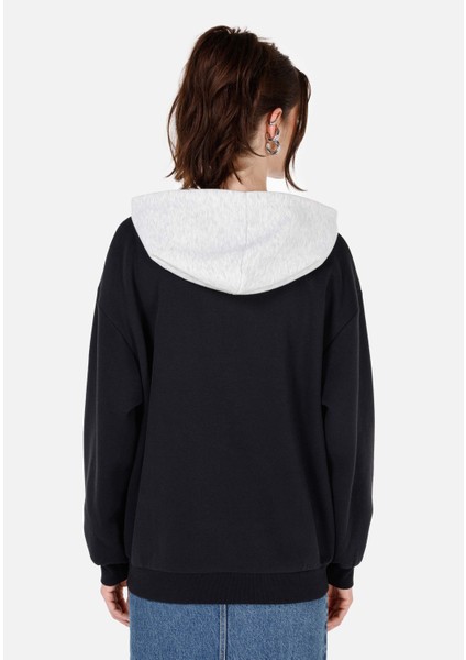 Regular Fit Kapüşonlu Kadın Lacivert Sweatshirt fiyatları