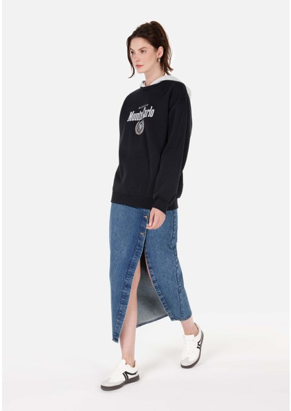 Regular Fit Kapüşonlu Kadın Lacivert Sweatshirt modelleri