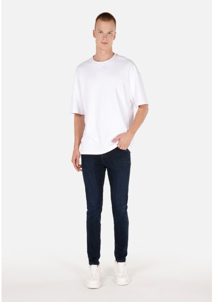 Skinny Fit Düşük Bel Dar Paça Erkek Lacivert Jean Pantolon