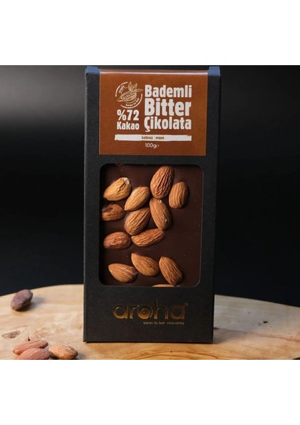 Altılı Avantaj Paket. %72 Kakao Bademli Bitter Çikolata 100 g x 6 Adet