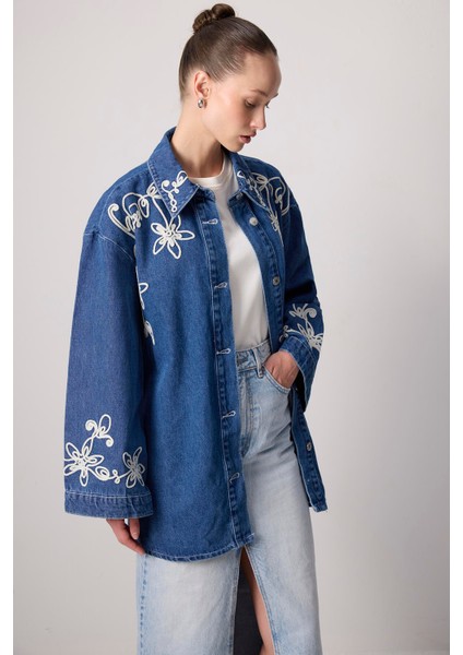 Nakışlı Denim Ceket modelleri