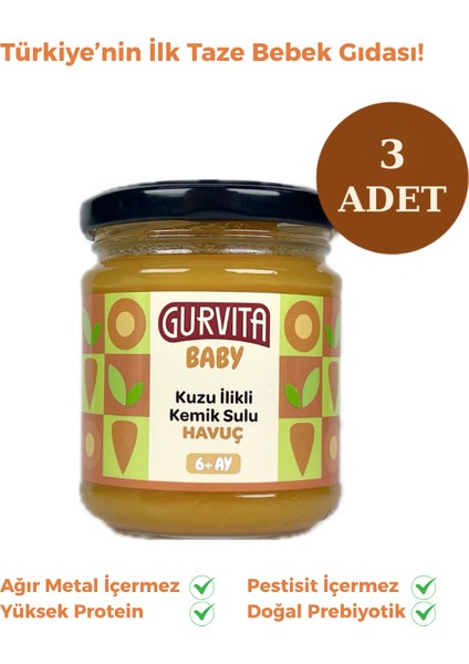 Baby Kuzu Ilikli Kemik Sulu Havuç 165 gr 3 Adet