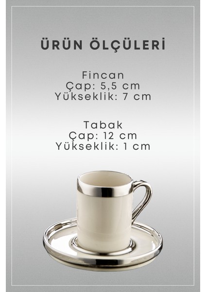 Gümüş Yaldızlı 6 Kişilik Porselen Fincan Seti 12 Parça Türk Kahvesi Takımı Kahve Fincanı 100 ml indirimleri