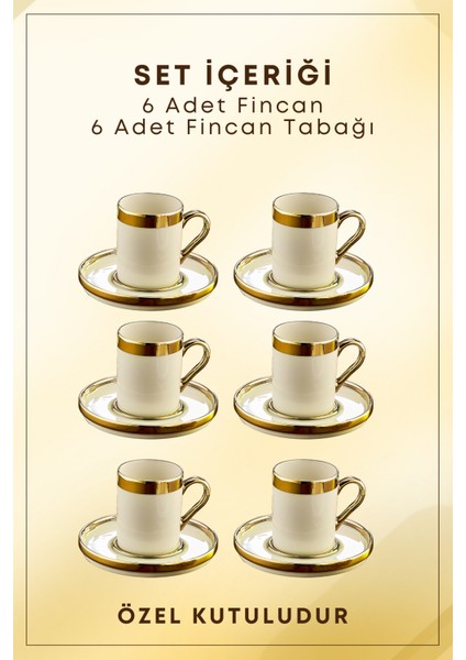 Altın Yaldızlı 6 Kişilik Porselen Fincan Seti 12 Parça Türk Kahvesi Takımı Kahve Fincanı 100 ml indirimleri
