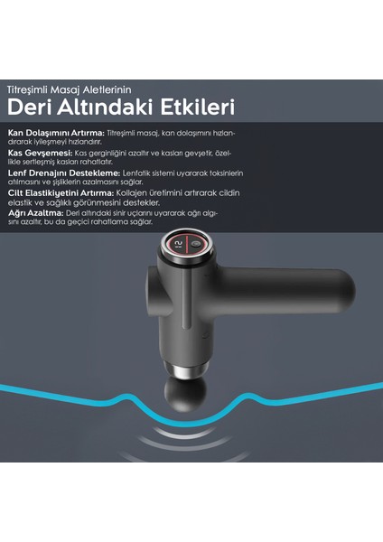 8 Başlıklı LCD Ekran Masaj Aleti - Şarjlı Titreşimli Masaj Tabancası Bel Sırt Bacak Boyun Masajı