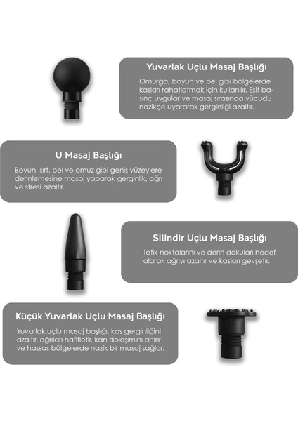 8 Başlıklı LCD Ekran Masaj Aleti - Şarjlı Titreşimli Masaj Tabancası Bel Sırt Bacak Boyun Masajı