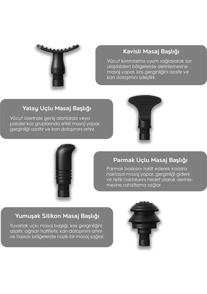 8 Başlıklı LCD Ekran Masaj Aleti - Şarjlı Titreşimli Masaj Tabancası Bel Sırt Bacak Boyun Masajı
