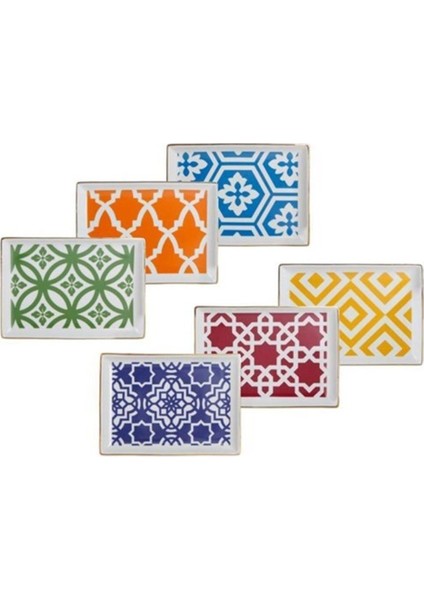 Morocco 6'lı Kahvaltı Tabak Seti, 18 cm, güzel mavi renkli parça seçeneği