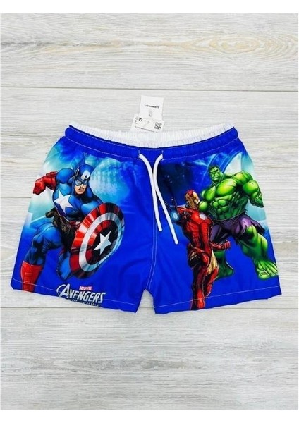 Erkek Çocuk Avengers Şort Boxer Mayo Deniz Şortu 1106