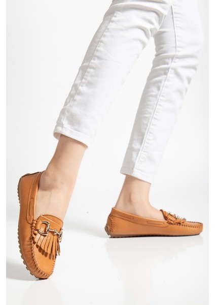 Kadın Hakiki Deri Tokalı Klasik Loafer - Taba fiyatları