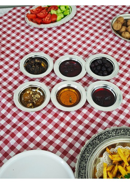 Bakır 11 cm kahvaltı, çerezlik ve meze tabağı seti, şık ve kullanışlı, metalik renk