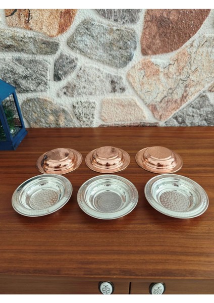 Bakır 11 cm kahvaltı, çerezlik ve meze tabağı seti, şık ve kullanışlı, metalik renk fiyatları