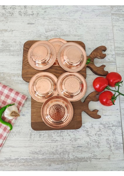 Bakır 11 cm kahvaltı, çerezlik ve meze tabağı seti, şık ve kullanışlı, metalik renk modelleri