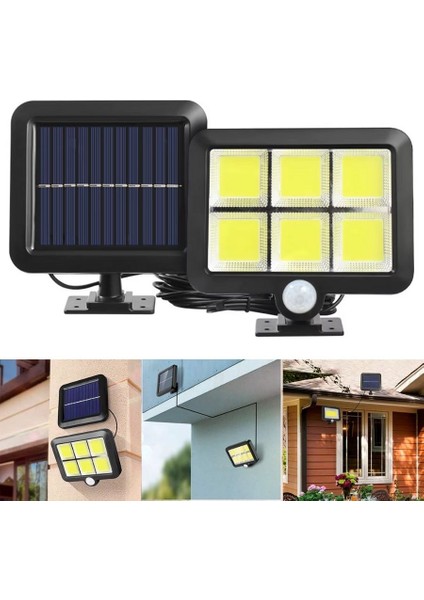 FX-028 Güneş Enerjili Solar Lamba Hareket Sensörlü Harici Güneş Panelli 120 LED