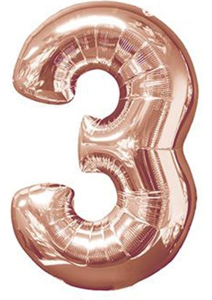 Rakam Folyo Balon 3 Rose Gold Renk 100 cm - 40"