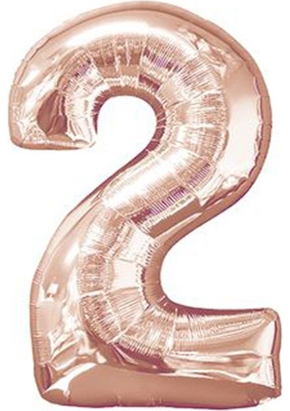 Rakam Folyo Balon 2 Rose Gold Renk 100 cm - 40"