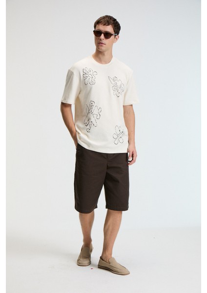 Baggy Erkek %100 Pamuk Oversize Fit Baskılı Kısa Kollu Yuvarlak Yakalı Vanilya T-Shirt indirimleri