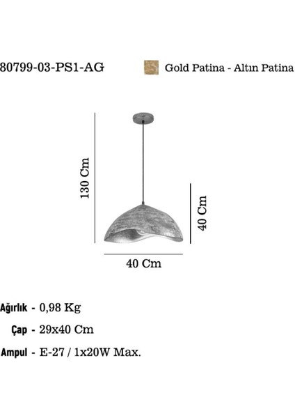 Andesa 03 K.boy Metal Teklı 1XE27