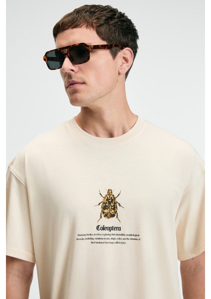 Bold Erkek %100 Pamuk Oversize Fit Baskılı Kısa Kollu Yuvarlak Yakalı Vanilya T-Shirt modelleri