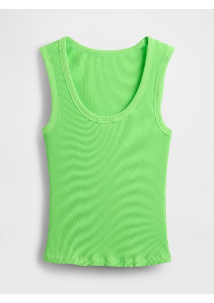 Kadın Neon Yeşil Fitilli Halter Yaka Atlet