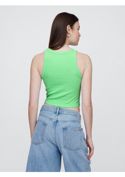 Kadın Yeşil Ribana Crop Atlet
